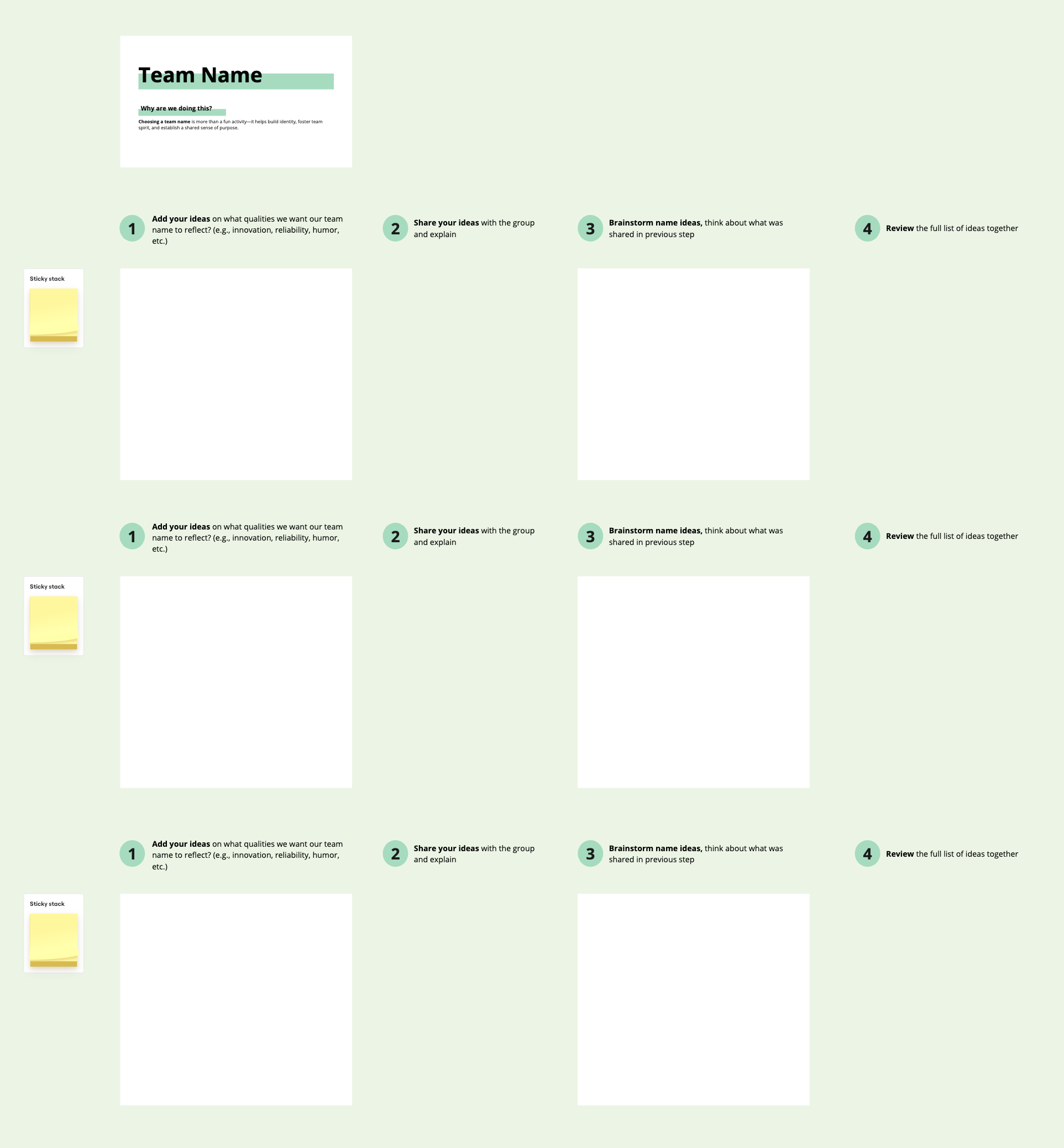 Creating a team name brainstorm setup